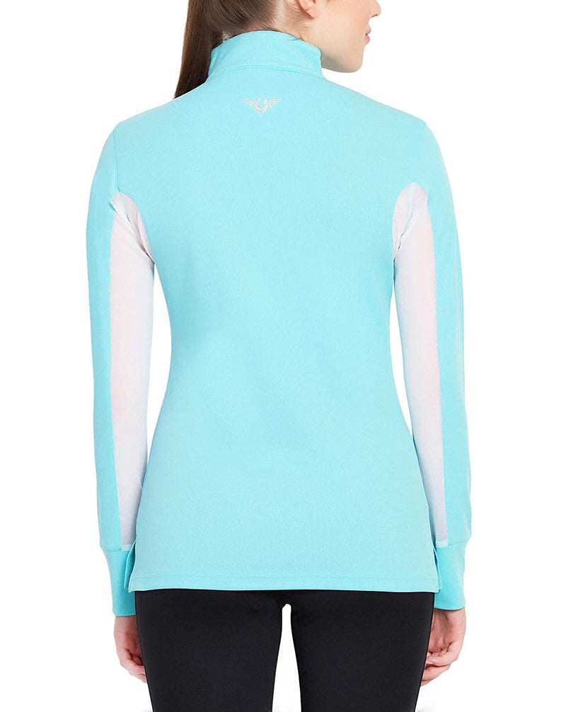 TuffRider Women's Ventilated Technical Long Sleeve Sport Shirt with Mesh, Aqua, Small - Image 4
